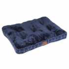 House Of Paws Navy Check Tweed Boxed Duvet Dog Bed Large