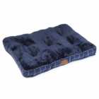 House Of Paws Navy Check Tweed Boxed Duvet Dog Bed Medium