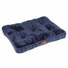 House Of Paws Navy Check Tweed Boxed Duvet Dog Bed Small