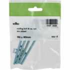 Wilko M6 x 80mm Roofing Bolts and Square Nuts 4 Pack