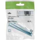 Wilko M6 x 100mm Roofing Bolts and Nuts 4 Pack