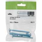 Wilko M6 x 75mm Carriage Bolts and Nuts 4 Pack