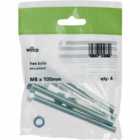 Wilko M8 x 100mm Hex Bolts and Nuts 4 Pack