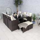 Royalcraft Cannes 10 Seater Cube Dining Set Brown