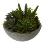 Mixed Faux Succulent In Small Stone Effect Pot
