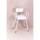 Nrs Healthcare Malvern Height Adjustable Perching Stool With Arms And Padded Back - White