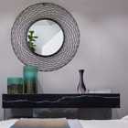 Green Decore Trellis Mesh Wall Mirror Metal Frame Black 72Cm Round