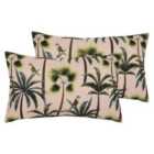 Evans Lichfield Palms Outdoor Twin Pack Polyester Filled Cushions Blush