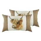 Evans Lichfield Hessian Cow Twin Pack Polyester Filled Cushions White 50 x 30cm