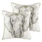 Evans Lichfield Safari Elephant Twin Pack Polyester Filled Cushions White