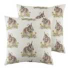 Evans Lichfield Woodland Hare Repeat Twin Pack Polyester Filled Cushions Multi