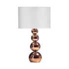 Premier Housewares Cameo Touch Lamp 4 Graduated Copper Effect Orbs with White Shade