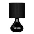 Premier Housewares Bulbus Ceramic Minimalist Table Lamp - Black