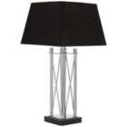 Premier Housewares Hoffmann Table Lamp with Granite Base & Black Fabric Shade