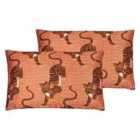 Furn. Tibetan Tiger Twin Pack Polyester Filled Cushions Coral