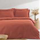 The Linen Yard Waffle King Duvet Cover Set Cotton Red Clay