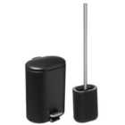5Five Siliflex 6L Oval Bin & Toilet Brush Set - Black