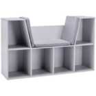 HOMCOM Kids Storage Organizer Cube Bookcase With Seat Grey