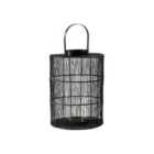 Ivyline Portofino Wirework Lantern With Glass Insert H:34 x W:24 Cm - Black