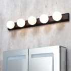 Litecraft Tasmieno Black 5 Lamp Hollywood Style Bathroom Wall Light