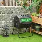 Outsunny 160L Outdoor Tumbling Compost Bin w/ Dual Chamber - Black