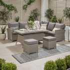 Pacific Lifestyle Barbados Relaxed Dining Corner Set with Adjustable Table - Slate Grey