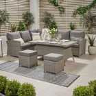 Pacific Lifestyle Barbados Dining Corner Set with Adjustable Table - Slate Grey