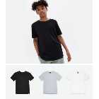 Boys 3 Pack Black Grey and White Crew Neck T-Shirts