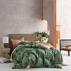 Linen House Livia Double Duvet Cover Set Cotton Green