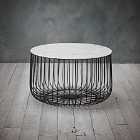 Enzo Large Cage Table Black Frame/ White Marble Top