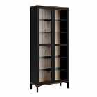 Roomers Display Cabinet Glazed 2 Doors In Black And Walnut