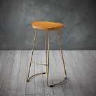 LPD Furniture Bailey Pine Wood Seat With Gold Effect Leg Bar Stool
