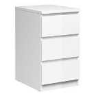 Naia Bedside 3 Drawers In White High Gloss