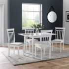 Julian Bowen Rufford White Extending Dining Table And 4 Coast White Chairs Set