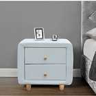 SleepOn Linen Fabric 2 Drawer Bedside Table With Oak Feet And Handles Duck Egg Blue