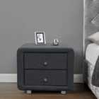 SleepOn Grey Linen Fabric 2 Drawer Bedside Tables With Chrome Handles
