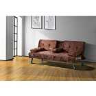 SleepOn Crushed Velvet Bluetooth Cinema Sofa Bed With Drink Cup Holder Table Brown
