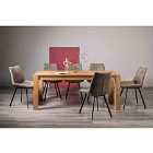 Cannes Light Oak 8-10 Seater Dining Table & 8 Fontana Tan Faux Suede Fabric Chairs On Black Legs