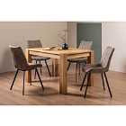 Cannes Light Oak 4-6 Seater Dining Table & 4 Fontana Tan Faux Suede Fabric Chairs