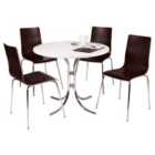 Teknik Loft Bistro Set with a White Table and Four Wenge-Coloured Chairs