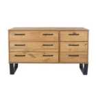 Texas 3+3 Drawer Wide Chest Antique Waxed Pine