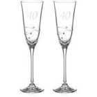 Diamante Home 40Th Anniversay/Birthday Champagne Flutes Adorned With Swarovski Crystals - Set Of 2