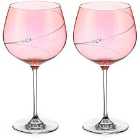 Diamante Home Silhouette Collection Pink Gin Glass Adorned With Swarovski Crystals - Set Of 2