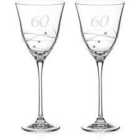 Diamante Home 60Th Anniversay/Birthday Wine Glasses Adorned With Swarovski Crystals - Set Of 2