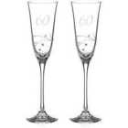 Diamante Home 60Th Anniversay/Birthday Champagne Flutes Adorned With Swarovski Crystals - Set Of 2