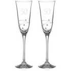 Diamante Home 50Th Anniversay/Birthday Champagne Flutes Adorned With Swarovski Crystals - Set Of 2