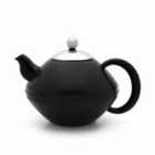 Bredemeijer Teapot Double Wall Minuet Ceylon Design 1.4L In Black With Silver Lid