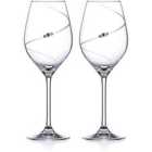 Silhouette Collection Hand Cut White Wine Glasses Adorned With Swarovski Crystals - Set Of 2