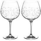 Diamante Home Floral Collection Etched Gin Glasses - Set Of 2