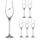 Silhouette Collection Hand Cut Champagne Flutes Adorned With Swarovski Crystals - Set Of 6